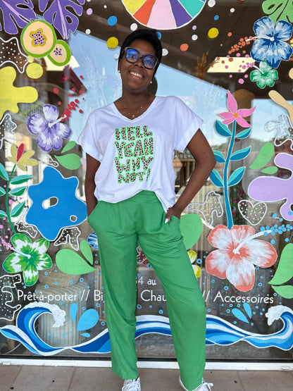 💚 Pantalon Émilia vert – Fluide & lumineux