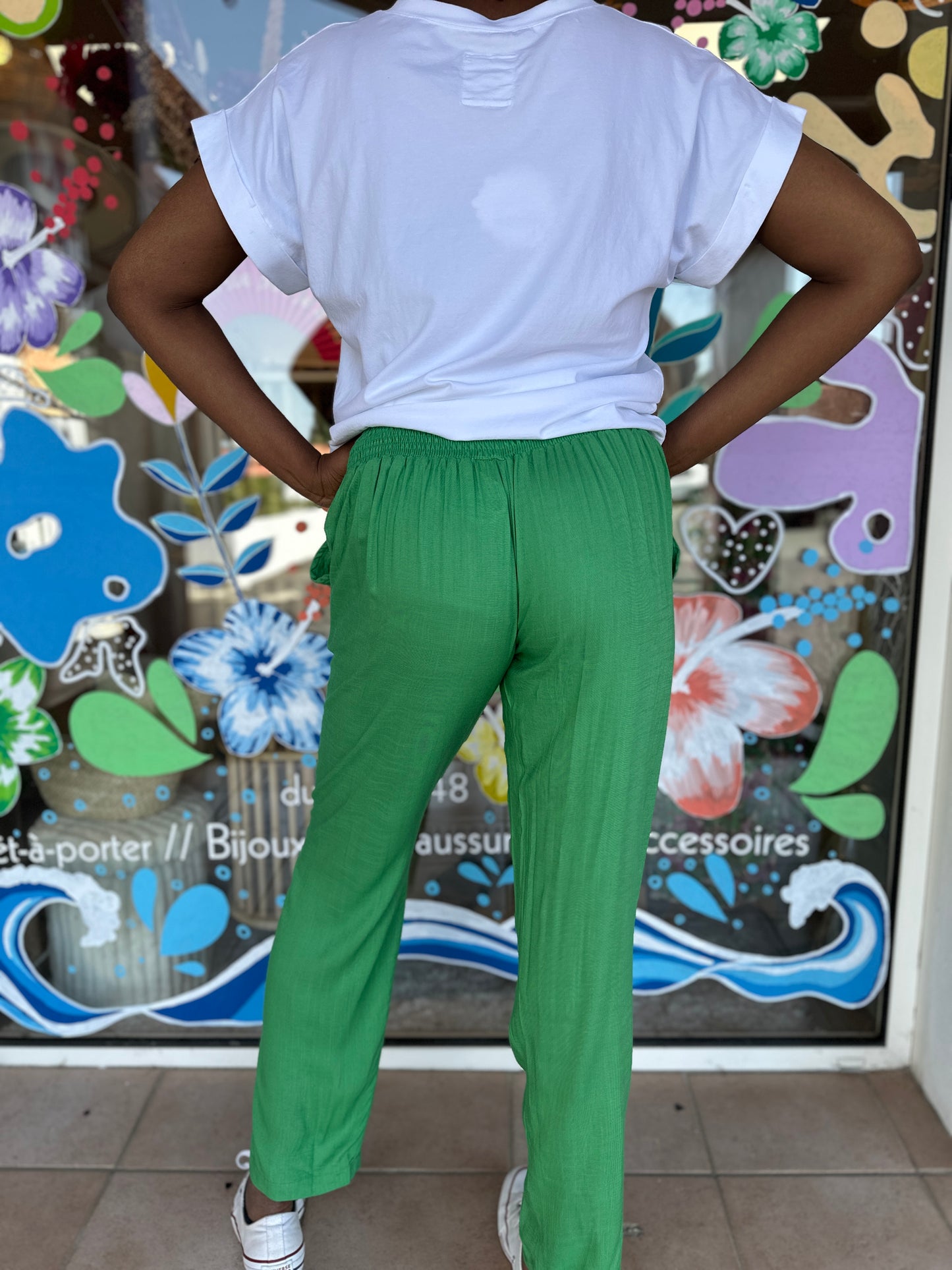 💚 Pantalon Émilia vert – Fluide & lumineux