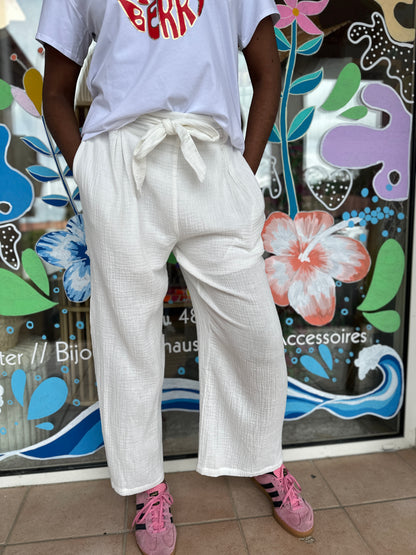 💚 Pantalon Soline gaze de coton – Fluide et léger