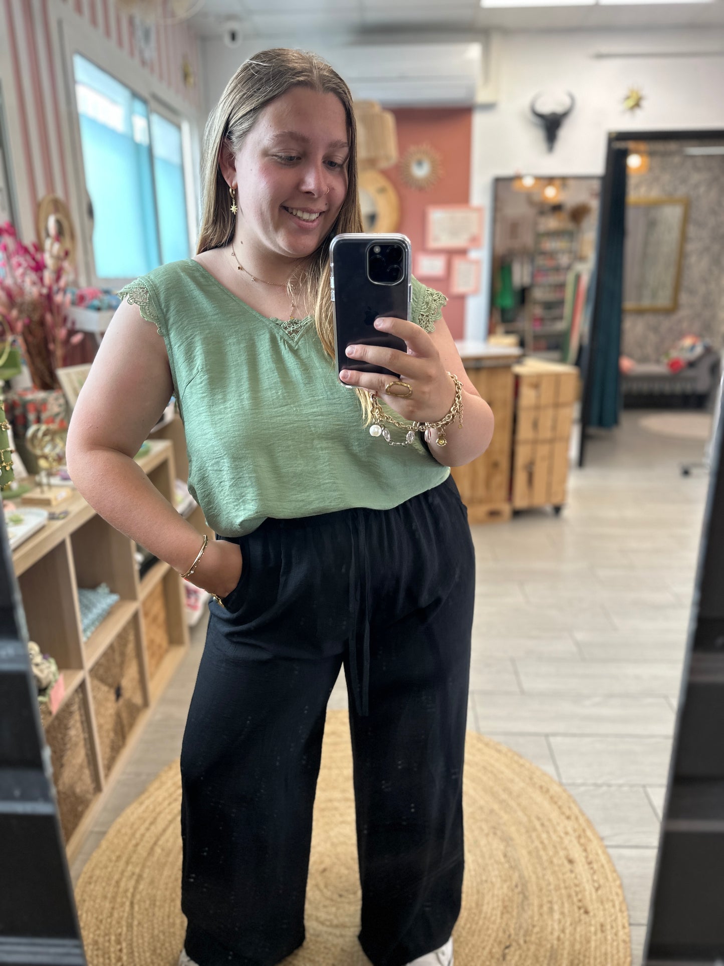 🌿 Pantalon Léonie fluide viscose – Grande taille