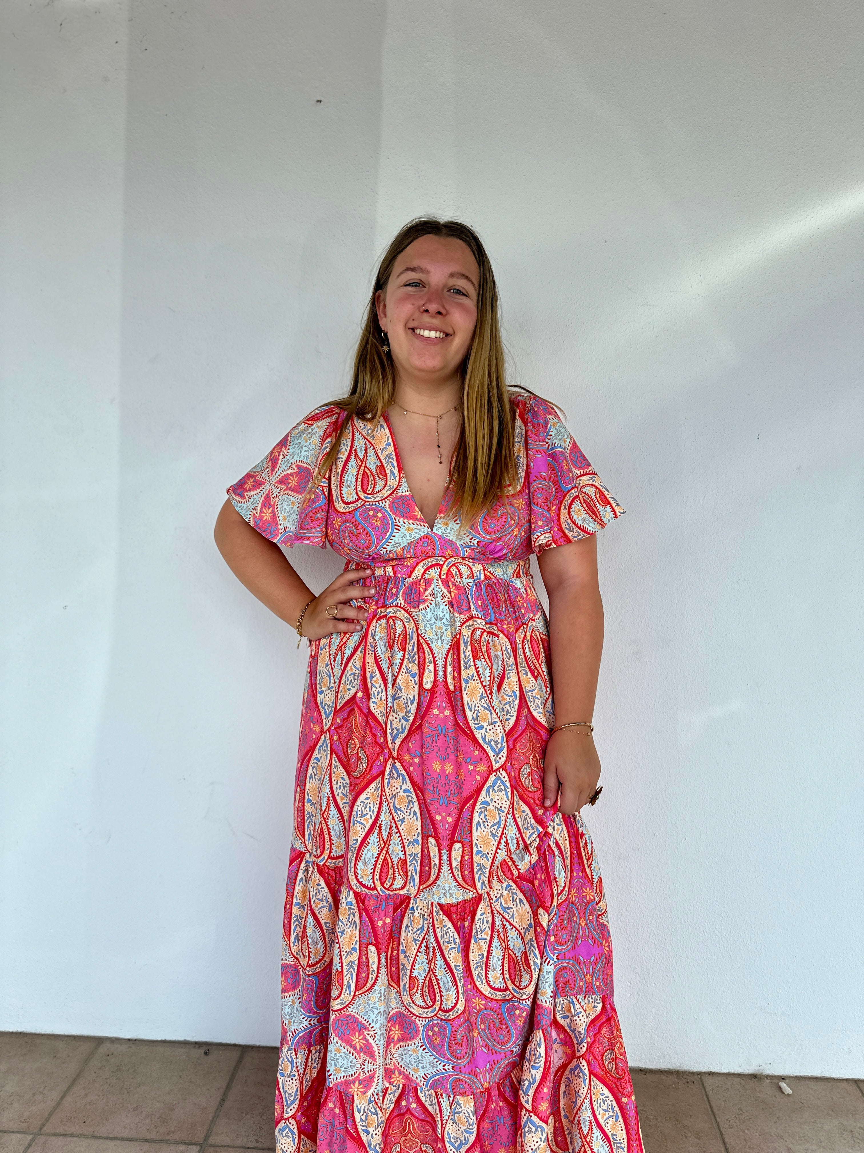 💖 Robe Manuella imprimé coloré – Fluide et féminine