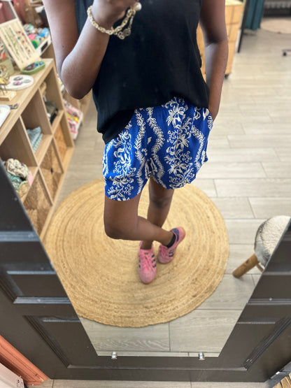 💙 Short Calypso imprimé bleu – Fluide et estival