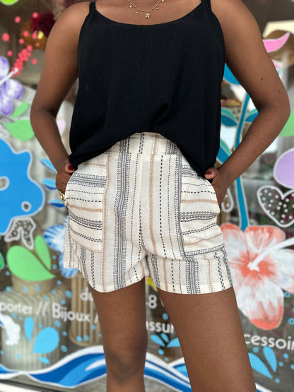 🤍 Short Alice lin & coton – Imprimé naturel chic