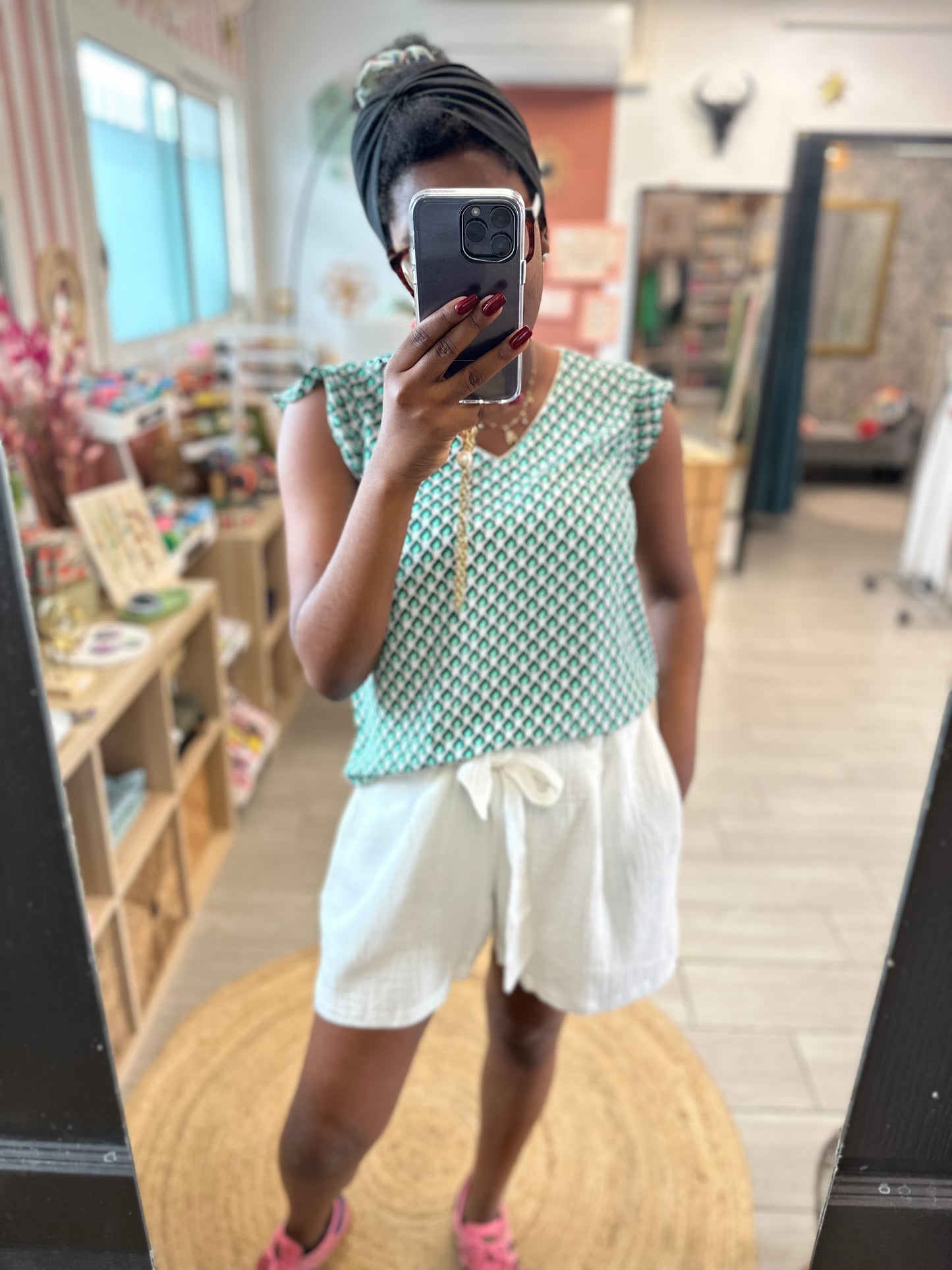 🤍 Short Sarah en gaze de coton – Grande taille