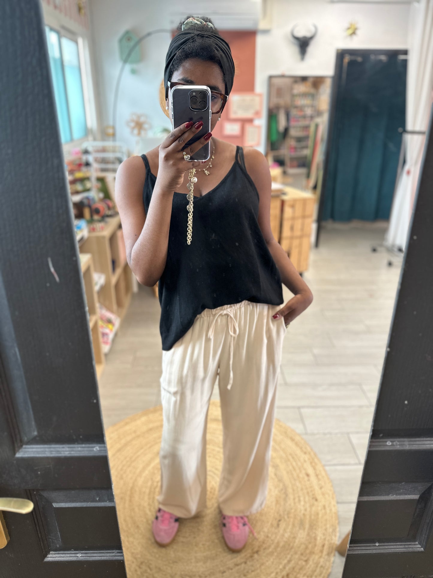 🌿 Pantalon Gaïa fluide viscose & lin – Léger et élégant