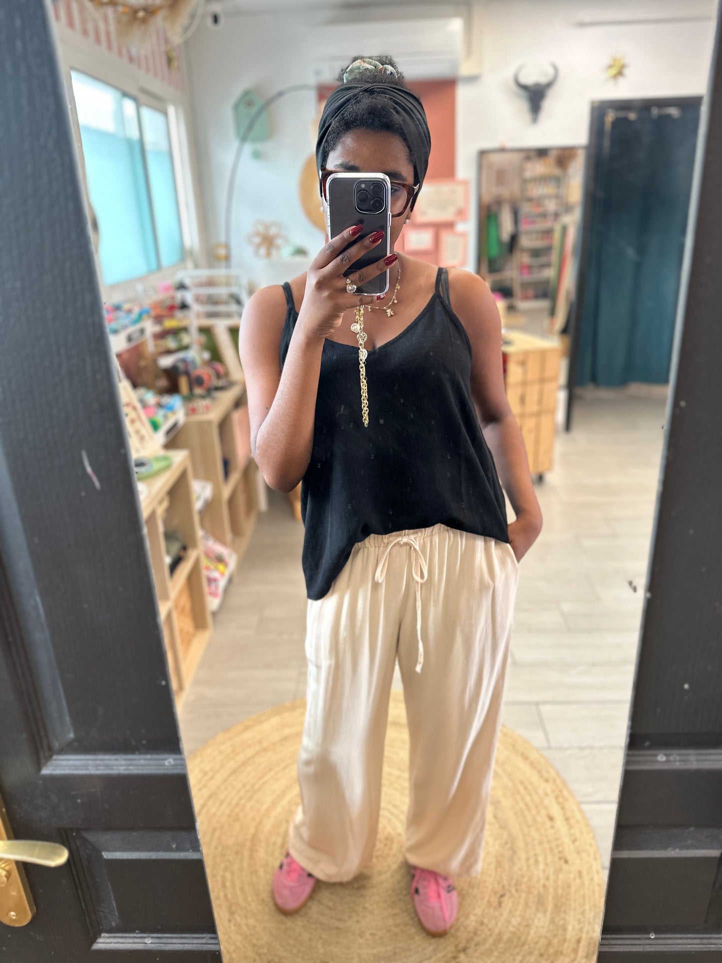 🌿 Pantalon Gaïa fluide viscose & lin – Léger et élégant