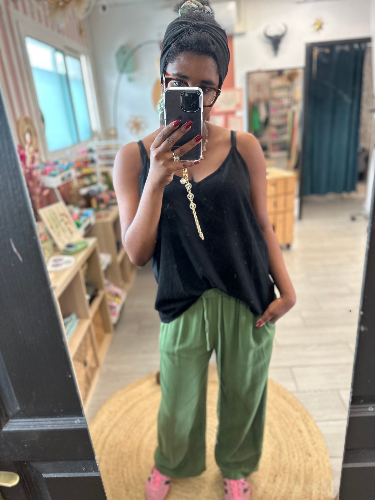 🌿 Pantalon Gaïa fluide viscose & lin – Léger et élégant