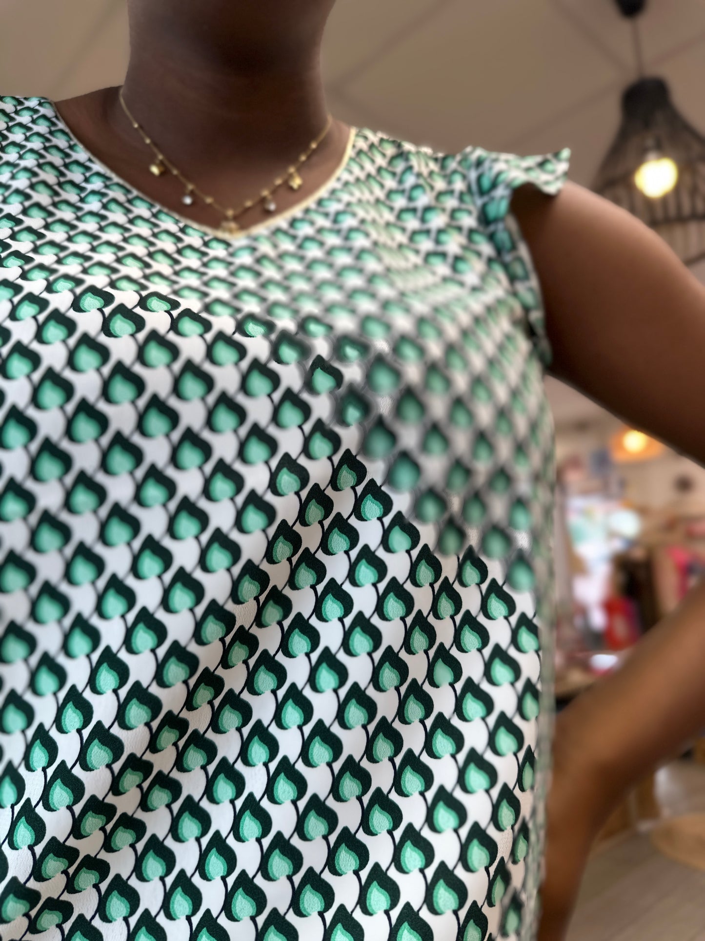 💚 Top Léna motif vert – Grande taille