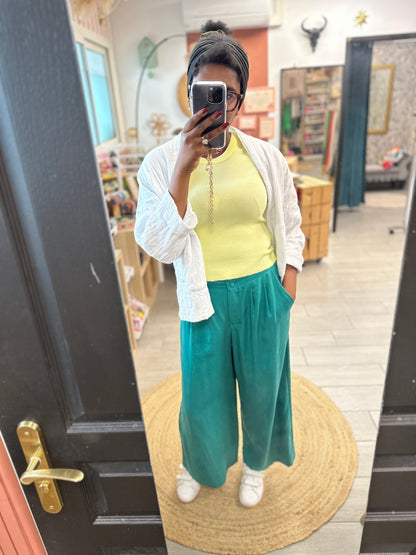 ✨Pantalon fluide large en Tencel – Coupe droite