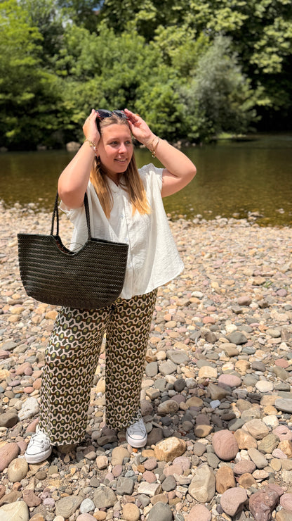 🤍 Blouse Laura - Blanche & Kaki Bohème