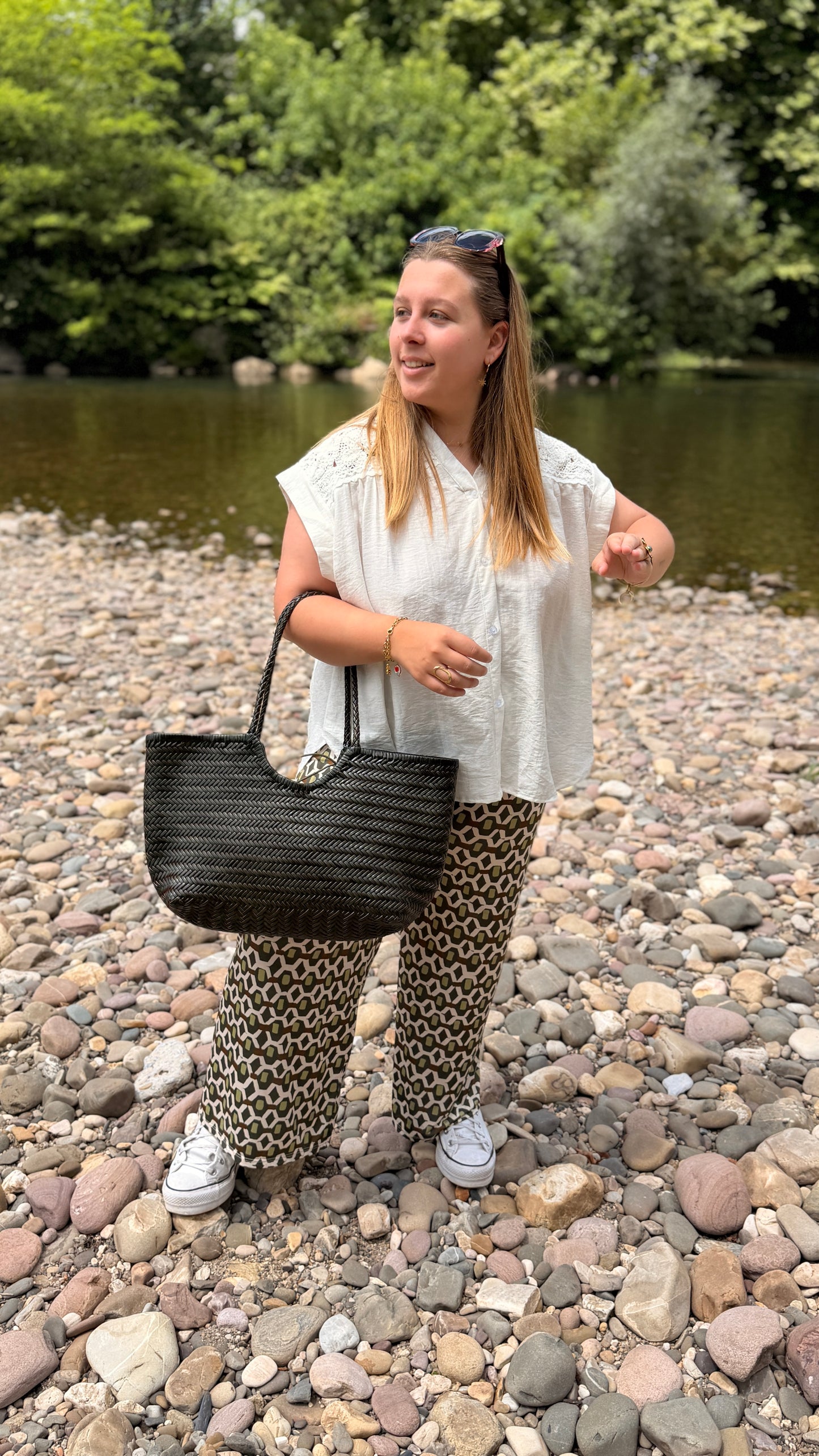 🤍 Blouse Laura - Blanche & Kaki Bohème