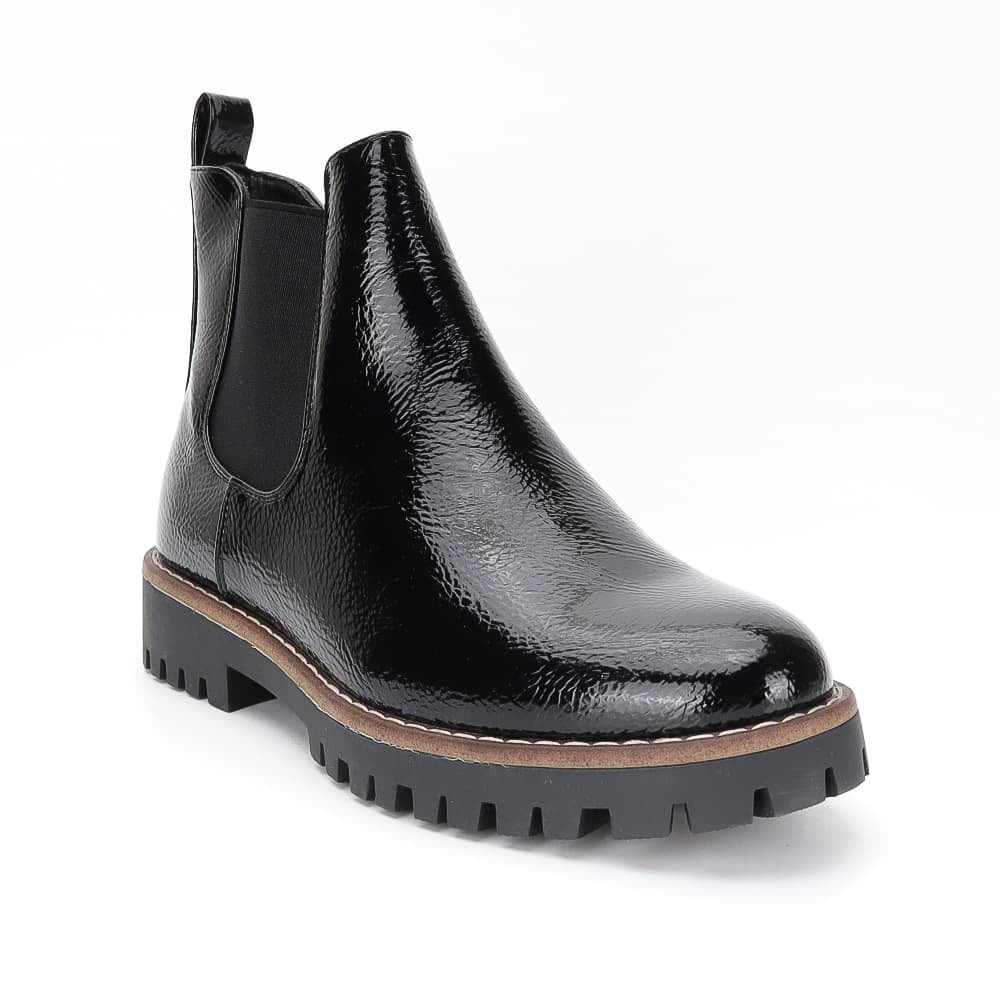 🖤Bottines Sacha – Noires vernies à semelle crantée