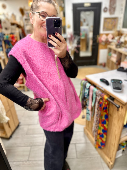 💕 Gilet long Sans manches en laine Bouillie Maiwen  – Grande taille