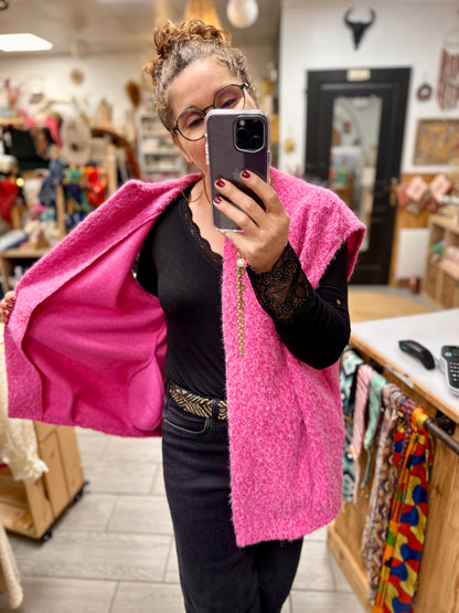 💕 Gilet long Sans manches en laine Bouillie Maiwen  – Grande taille