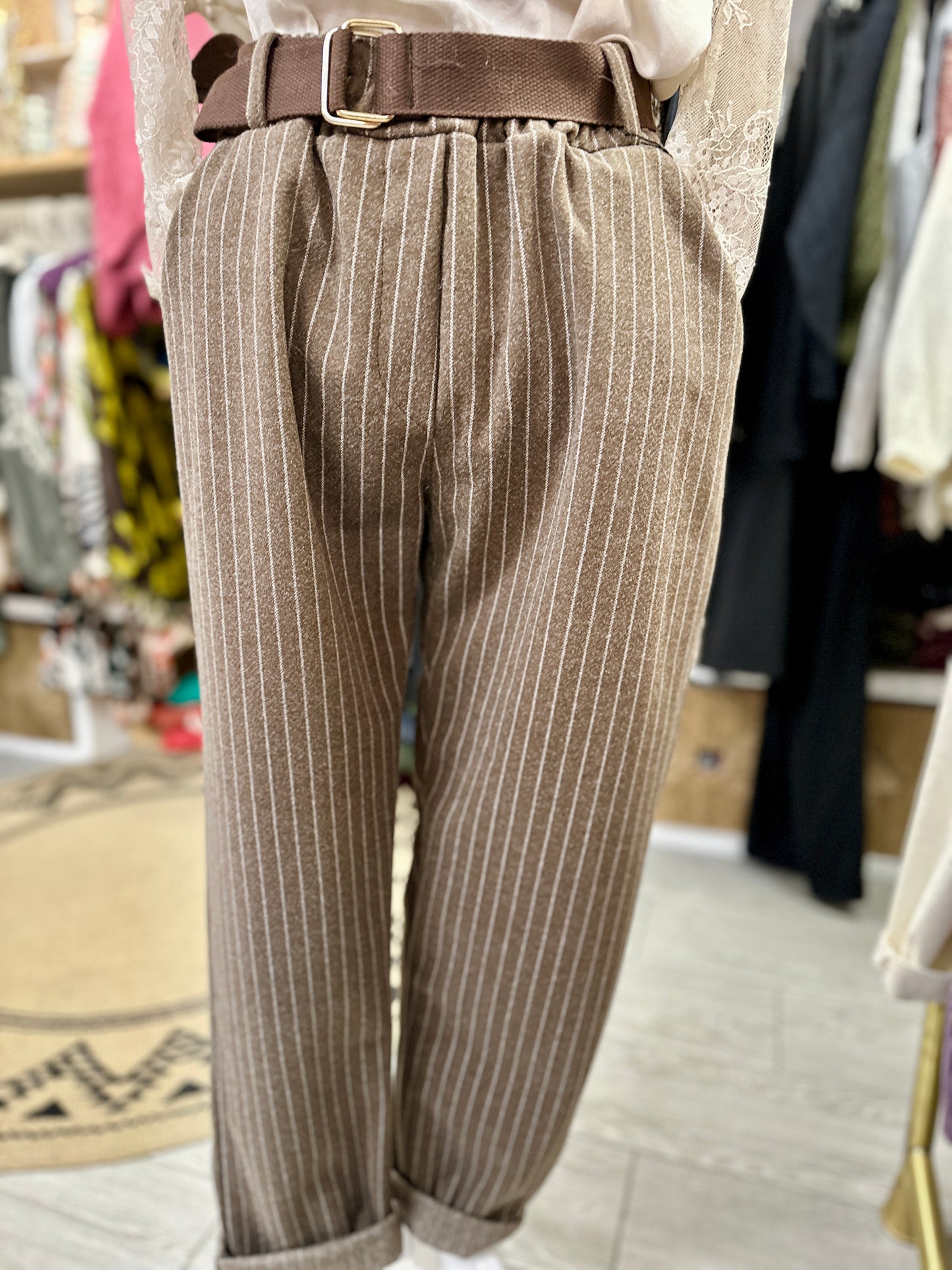 💫Pantalon à Rayures avec ceinture intégrée – Émile