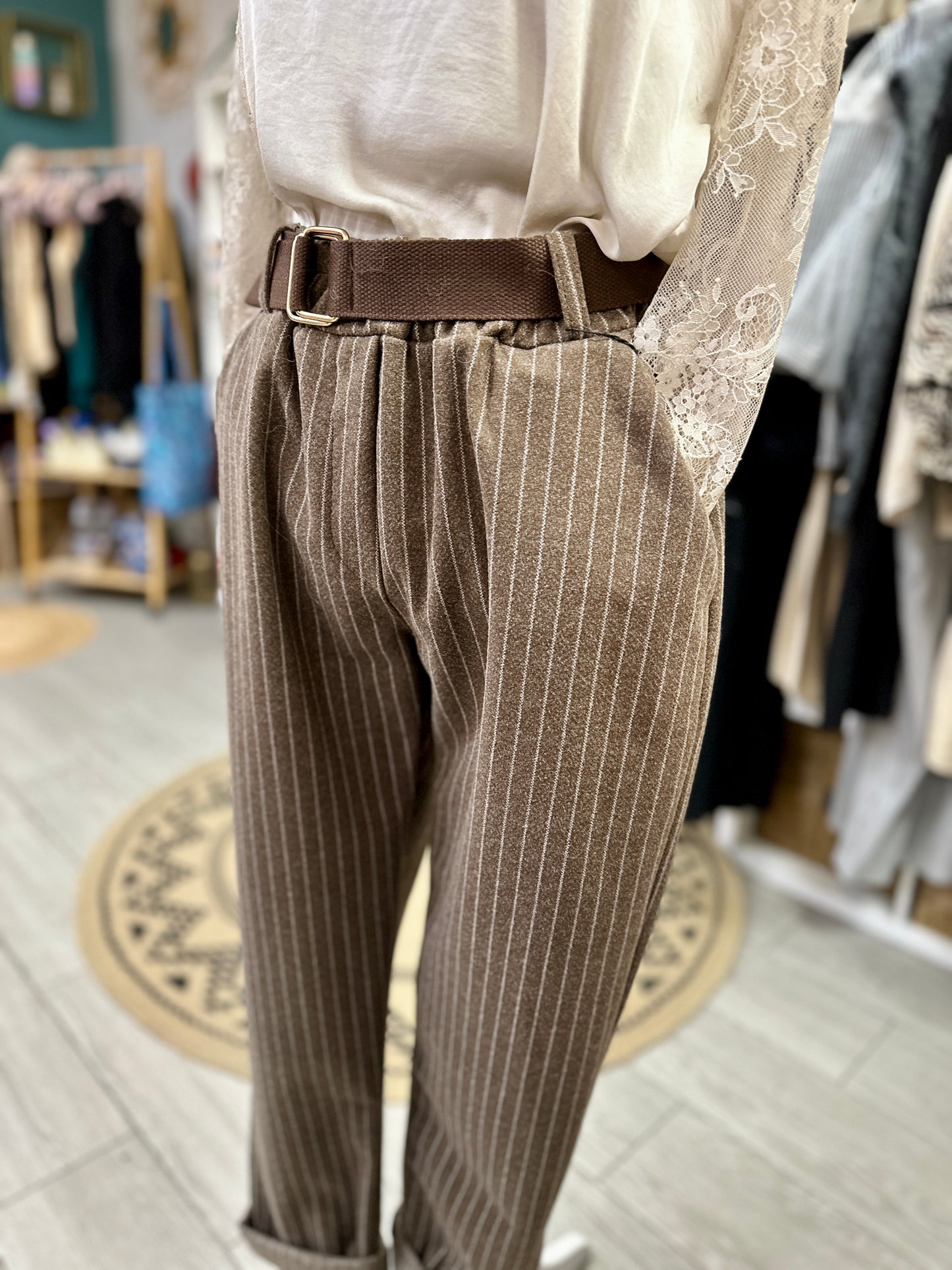 💫Pantalon à Rayures avec ceinture intégrée – Émile