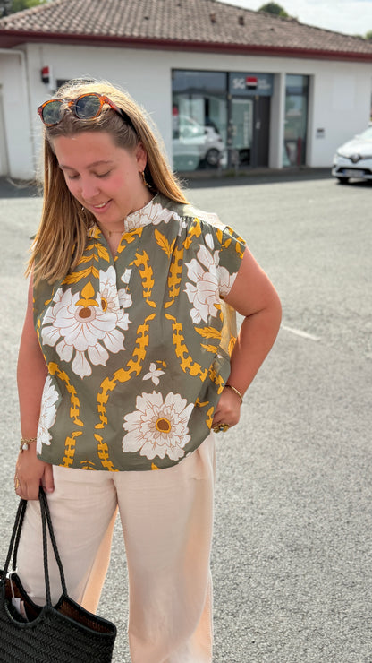🌺Blouse Klara Fleurie Sans Manches — La légèreté florale pour votre été