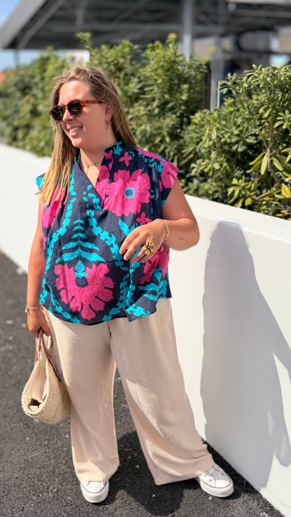 🌺Blouse Klara Fleurie Sans Manches — La légèreté florale pour votre été