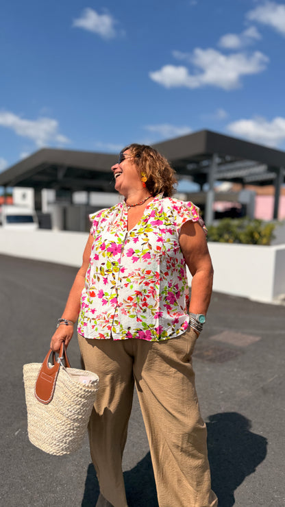 🌸Top Rania Fleuri – Grande Taille Femme Viscose –