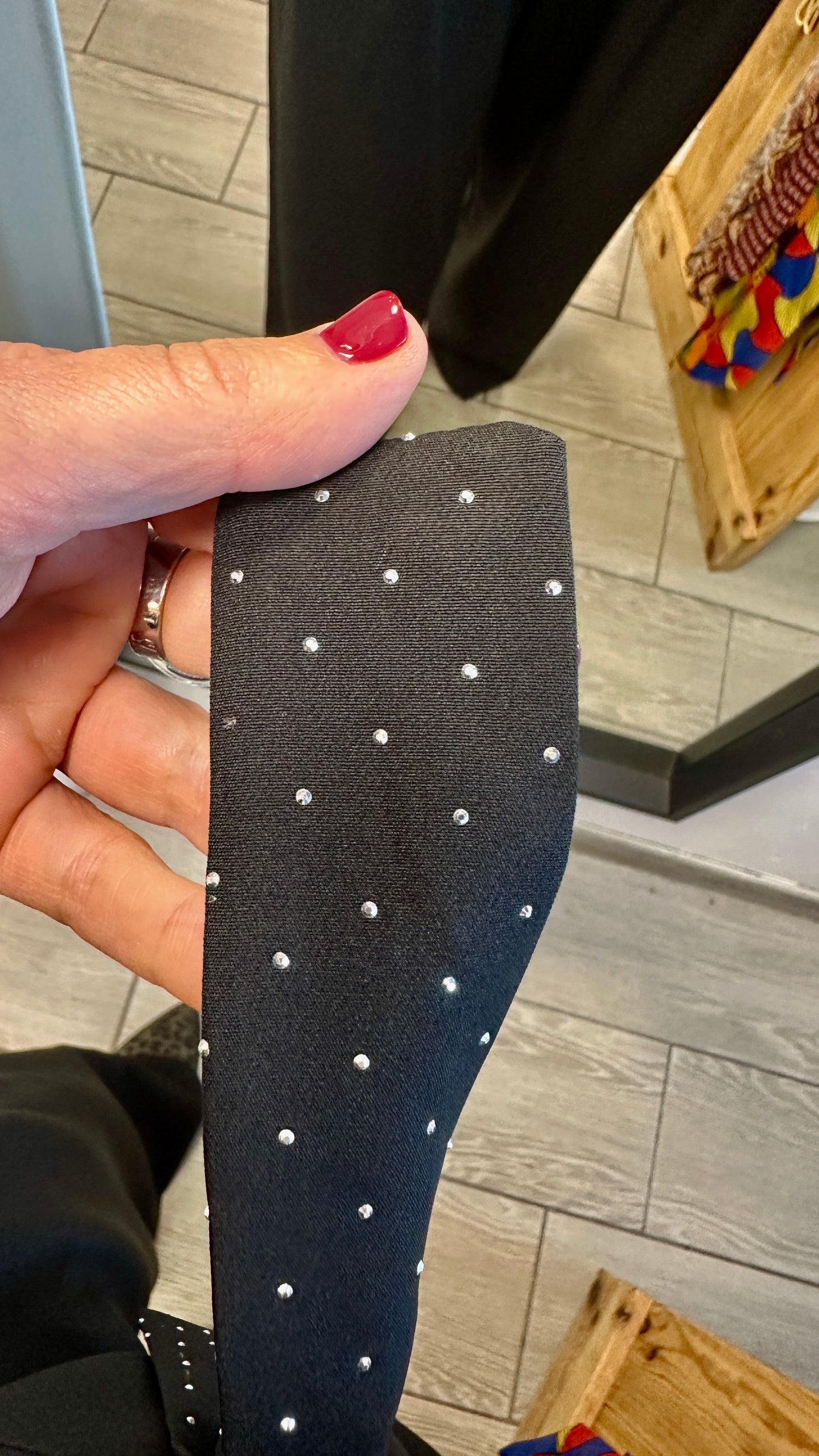 ✨ Pantalon fluide noir Sienna à ceinture strass – Grande taille