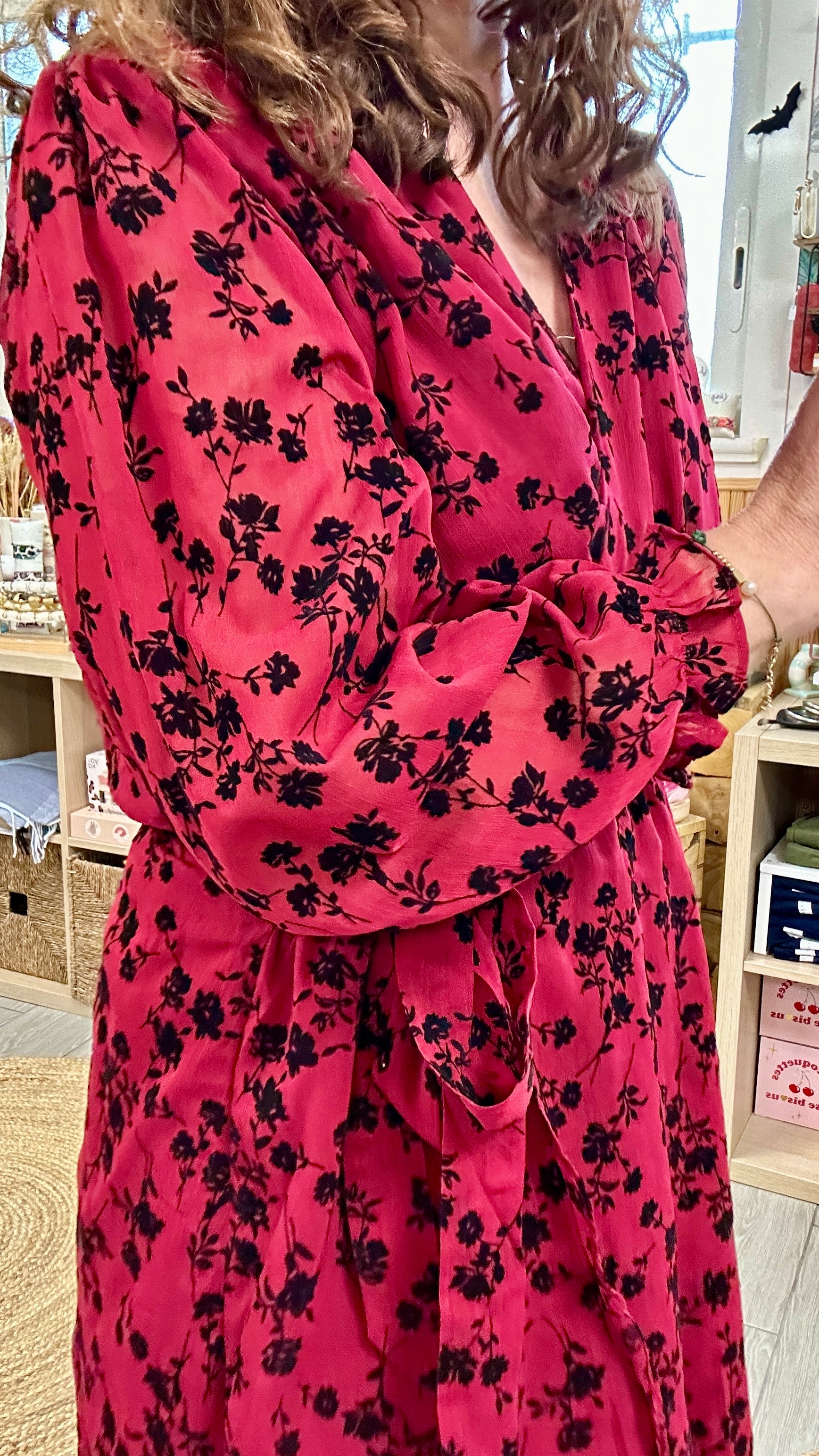 ❤️ Robe Grenat – Fleurie, fluide et féminine