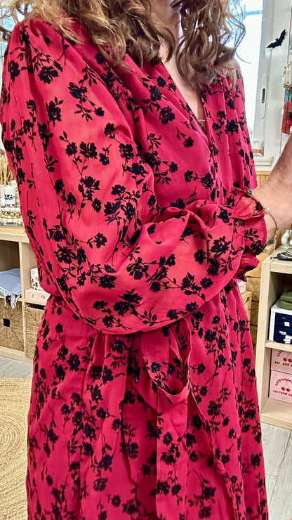 ❤️ Robe Grenat – Fleurie, fluide et féminine