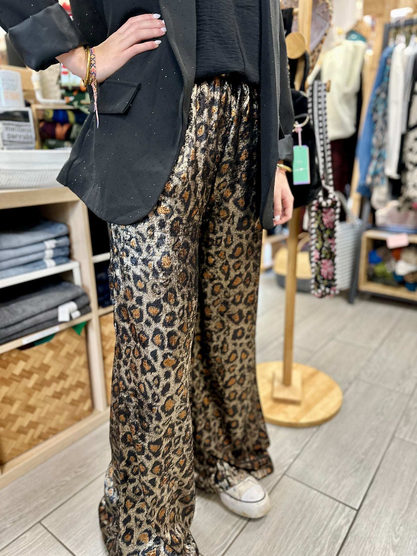 🐆Pantalon Savana – Fluide Léopard Satiné Chic & Confort