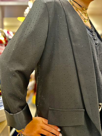 ✨ Veste Cléa – Le blazer noir chic aux strass brillants