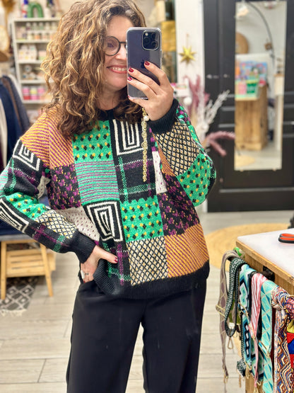 💥Pull Patchy - Motifs géométriques colorés