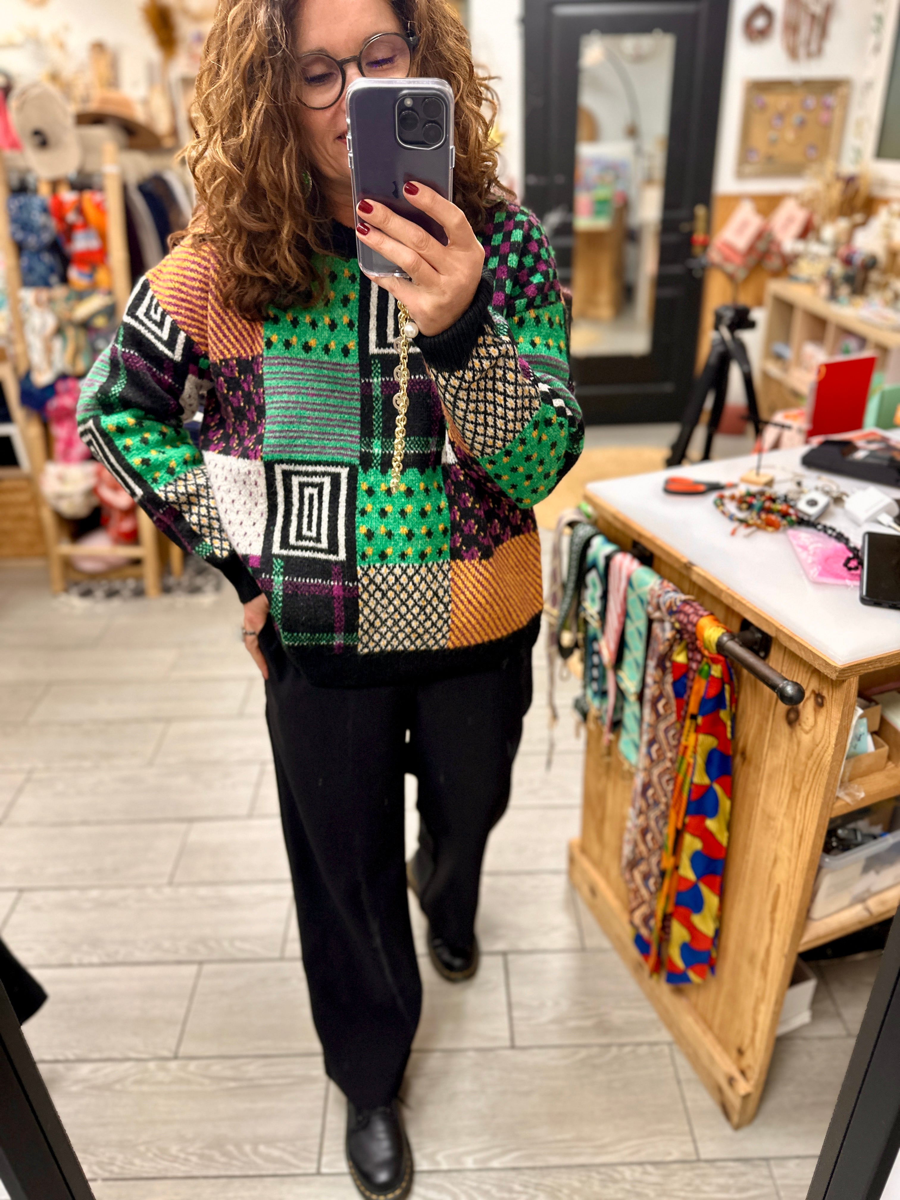 💥Pull Patchy - Motifs géométriques colorés