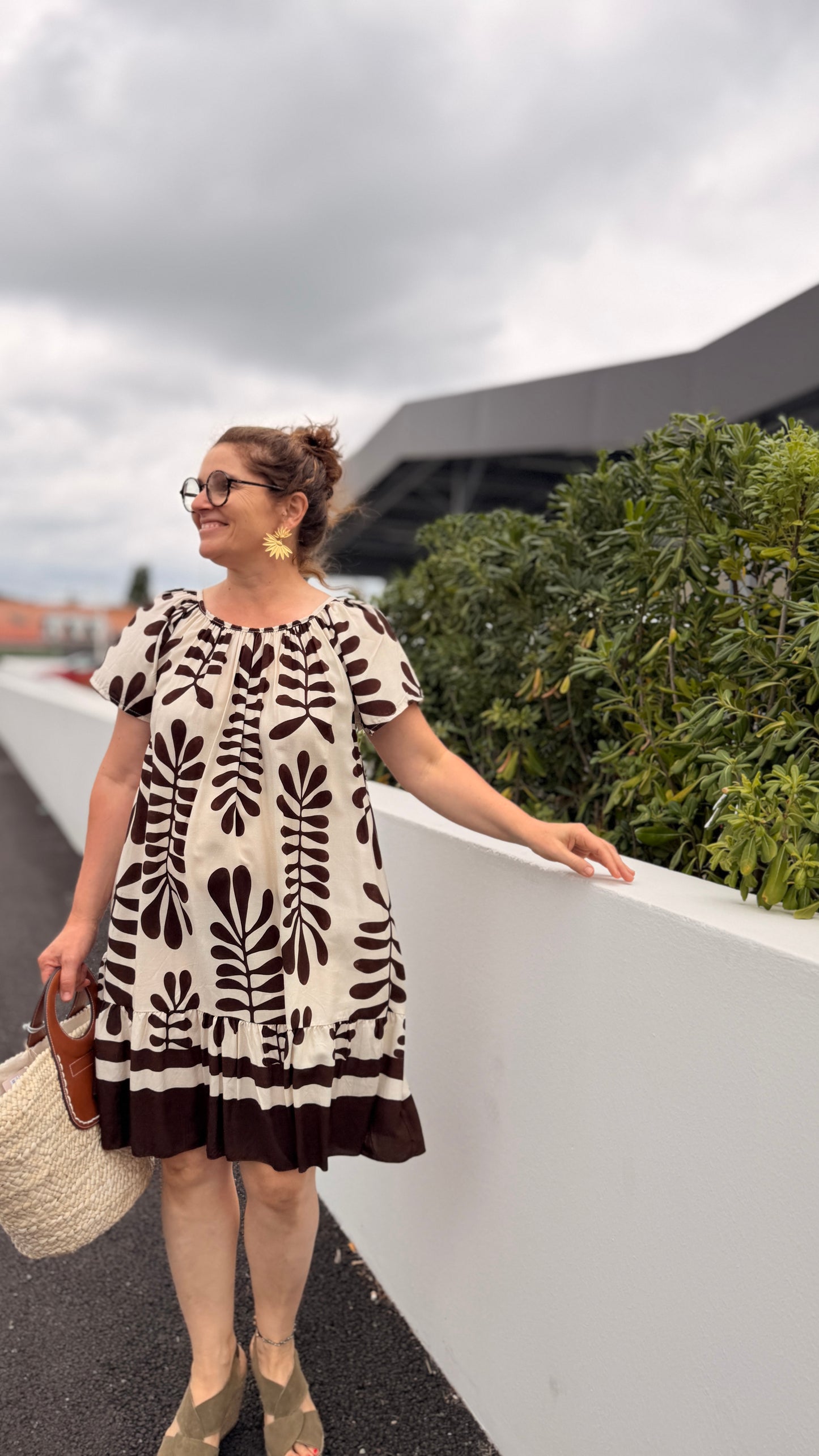 ✨Robe Mila – Mi-Longue Fluide Motif