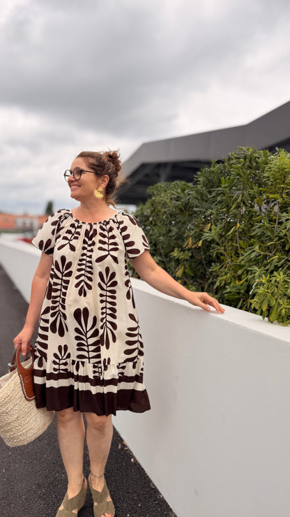 ✨Robe Mila – Mi-Longue Fluide Motif