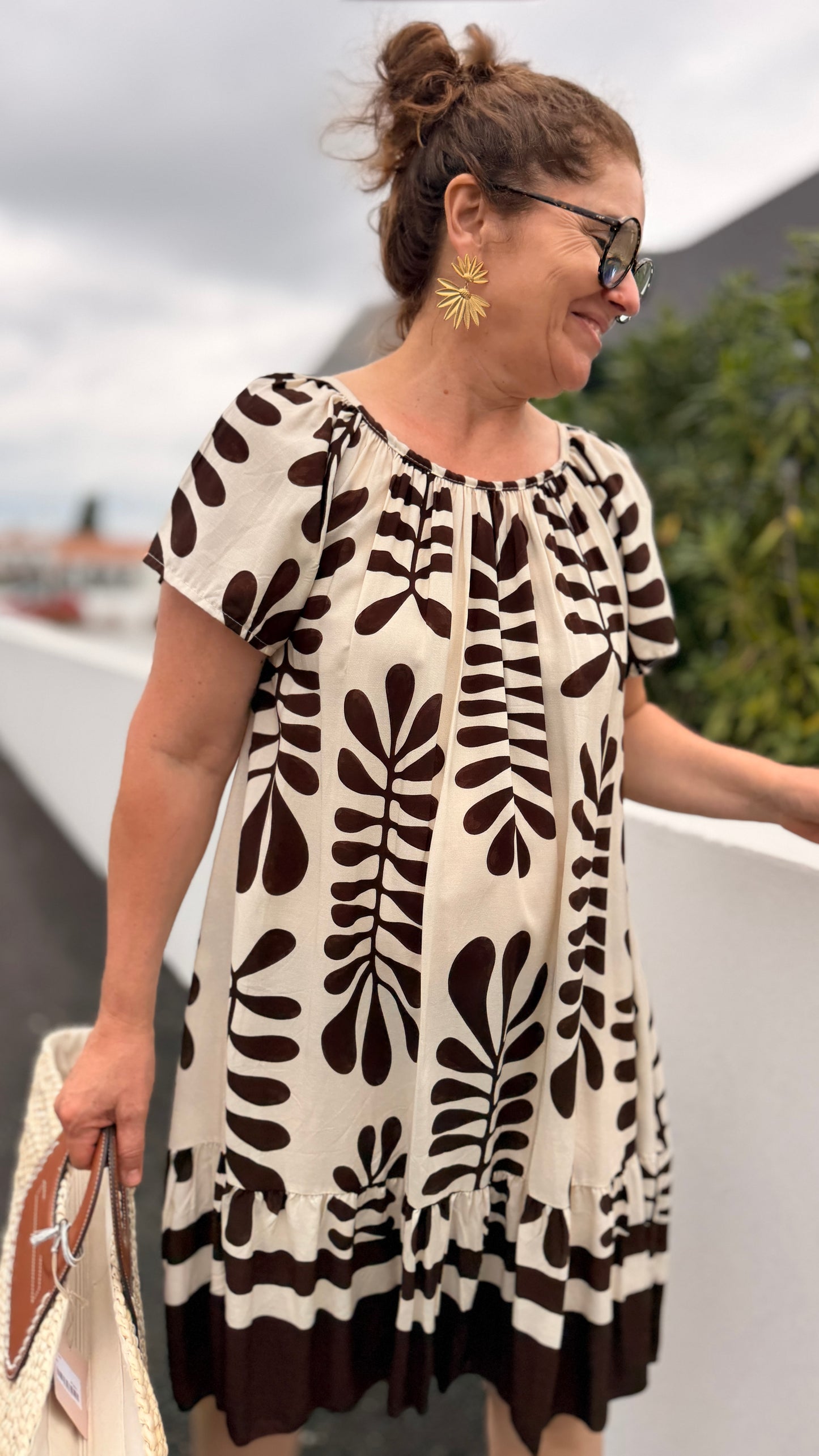 ✨Robe Mila – Mi-Longue Fluide Motif