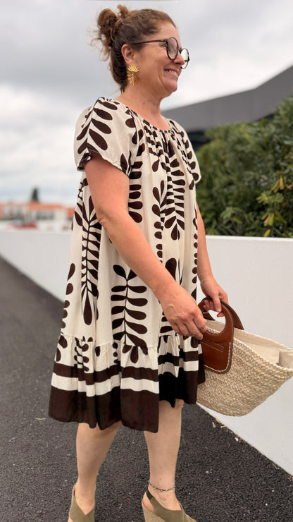 ✨Robe Mila – Mi-Longue Fluide Motif