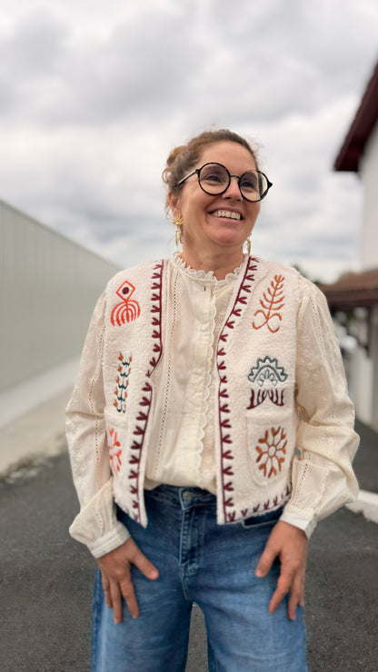 🌸Gilet Diane Brodé Dodo