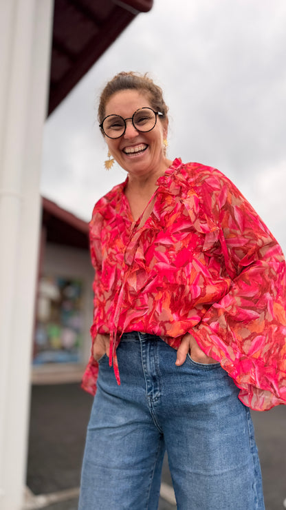 🌸 Blouse Rosalia fleurie à volants – Fluide et féminine