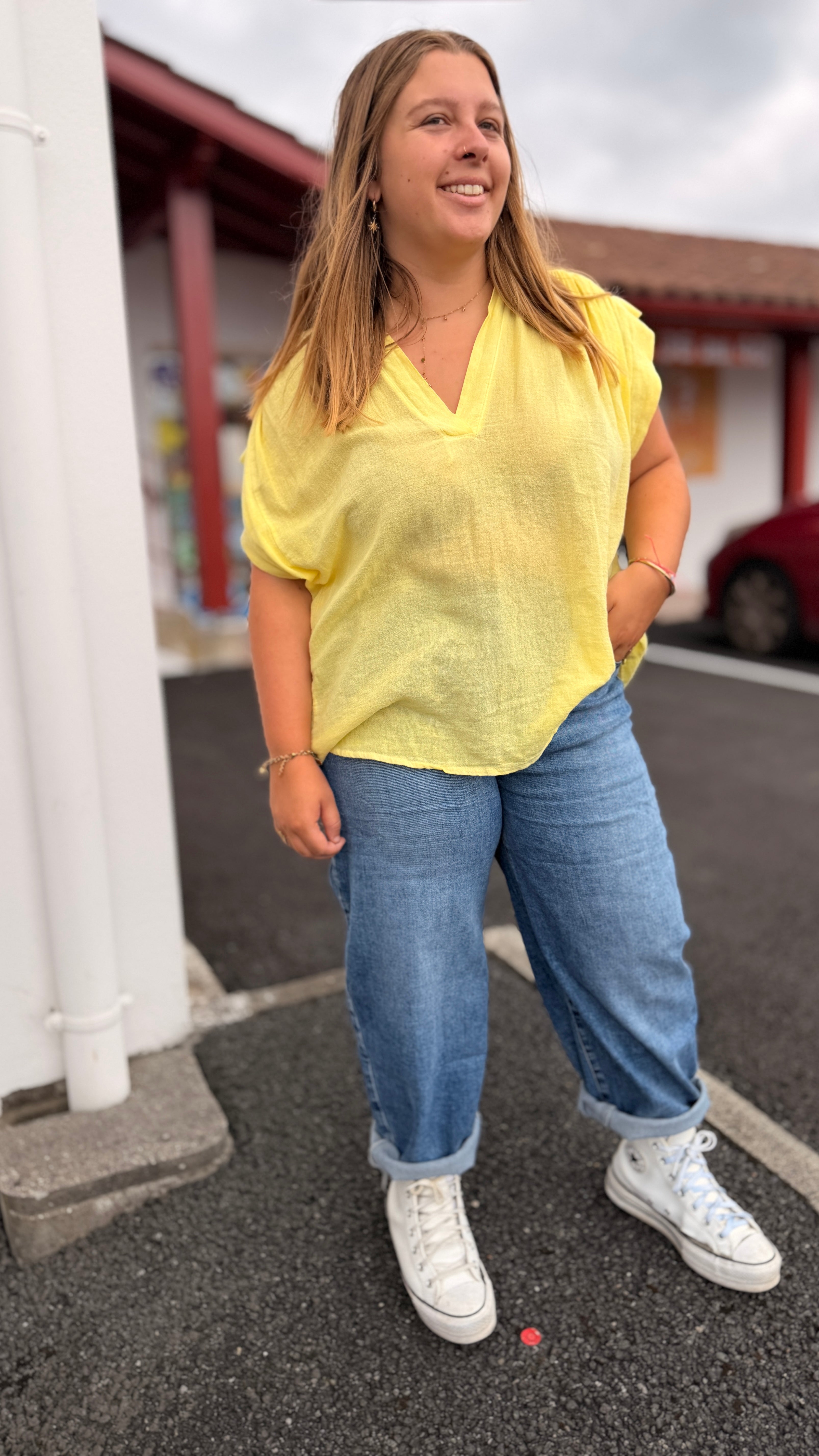 👖Jean Barrel Lucy – Bleu Grande taille