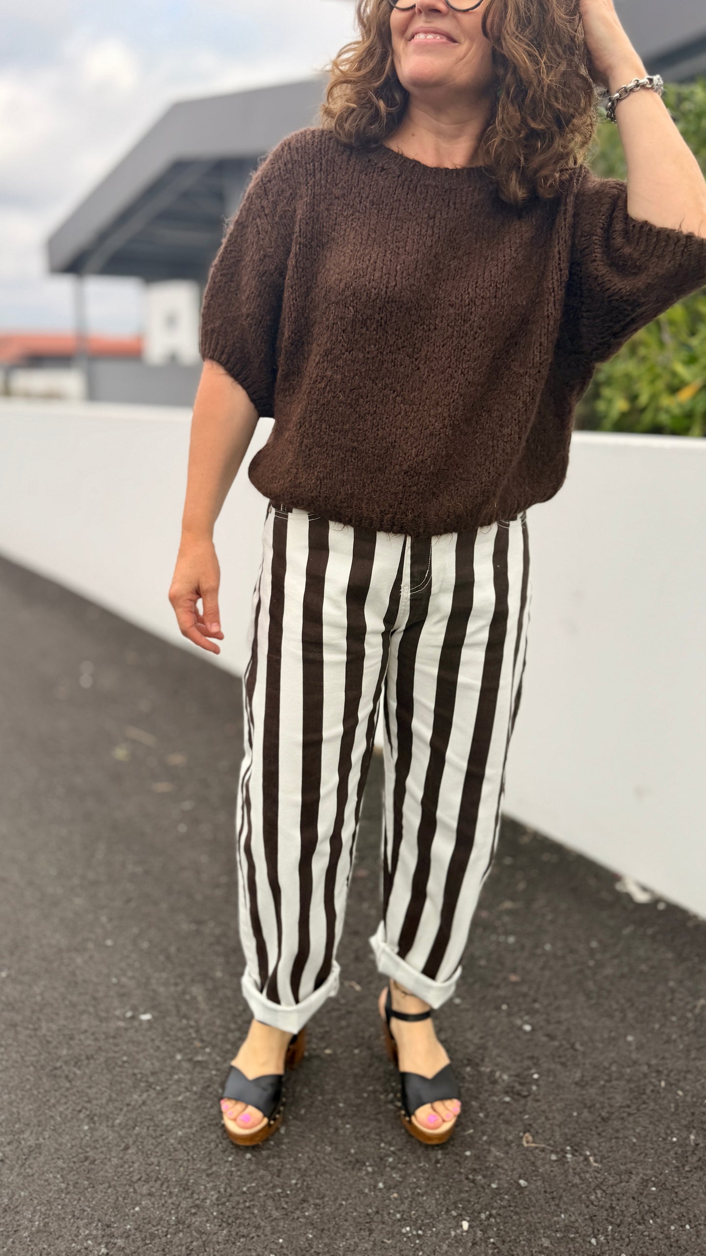 🤎Jean Charlotte – Balloon rayure chocolat