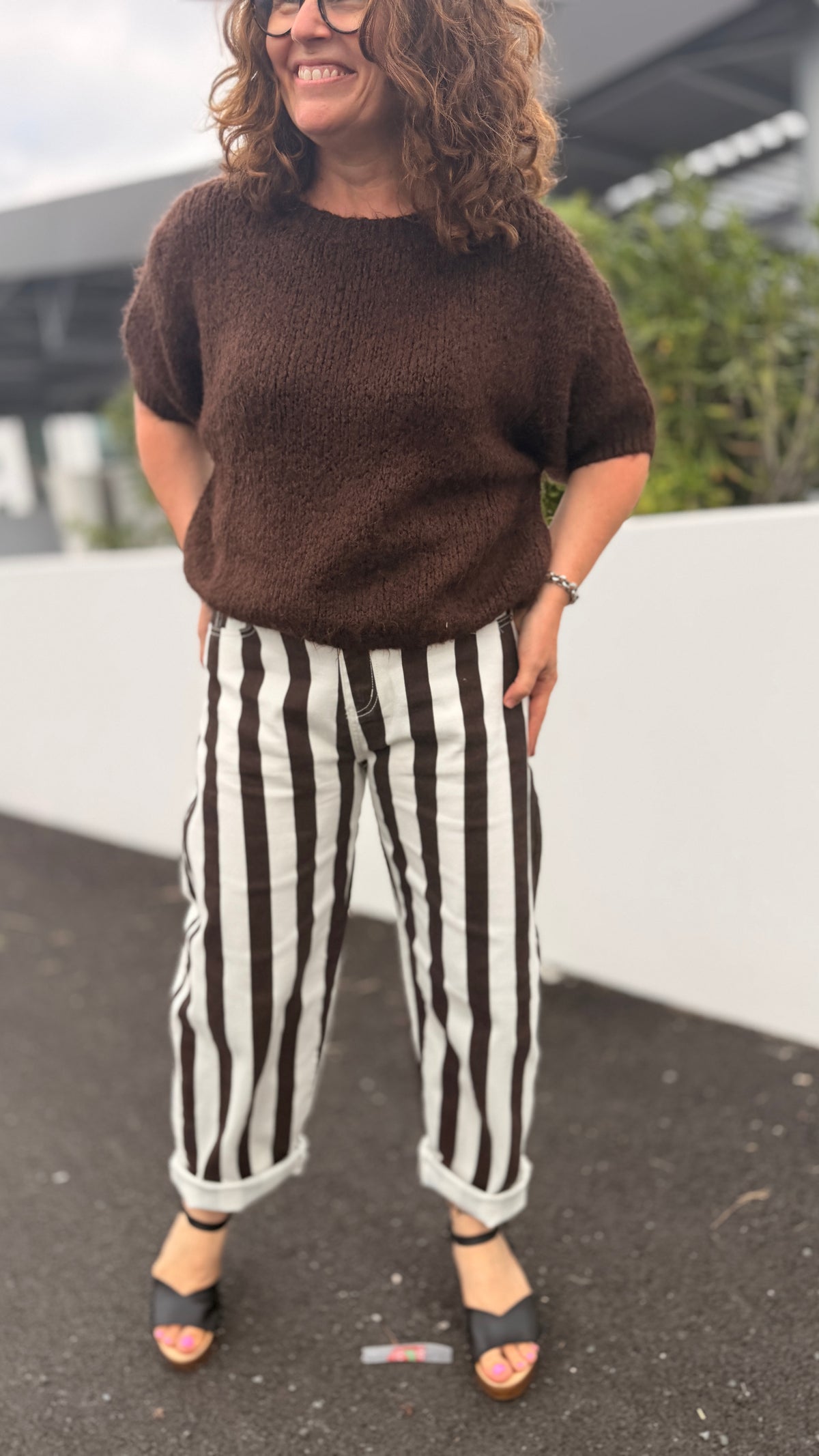 🤎Jean Charlotte – Balloon rayure chocolat