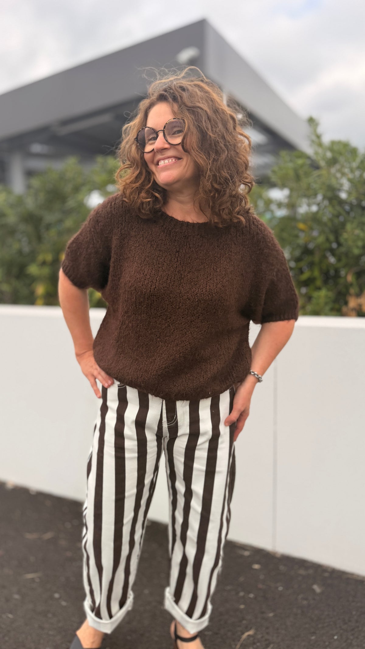🤎Jean Charlotte – Balloon rayure chocolat