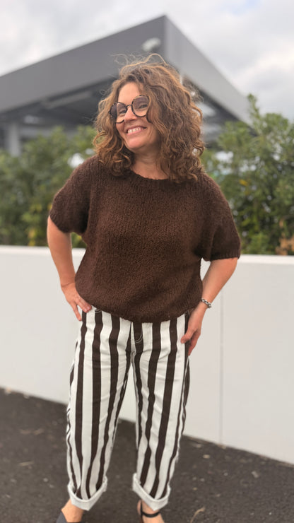 🤎Jean Charlotte – Balloon rayure chocolat