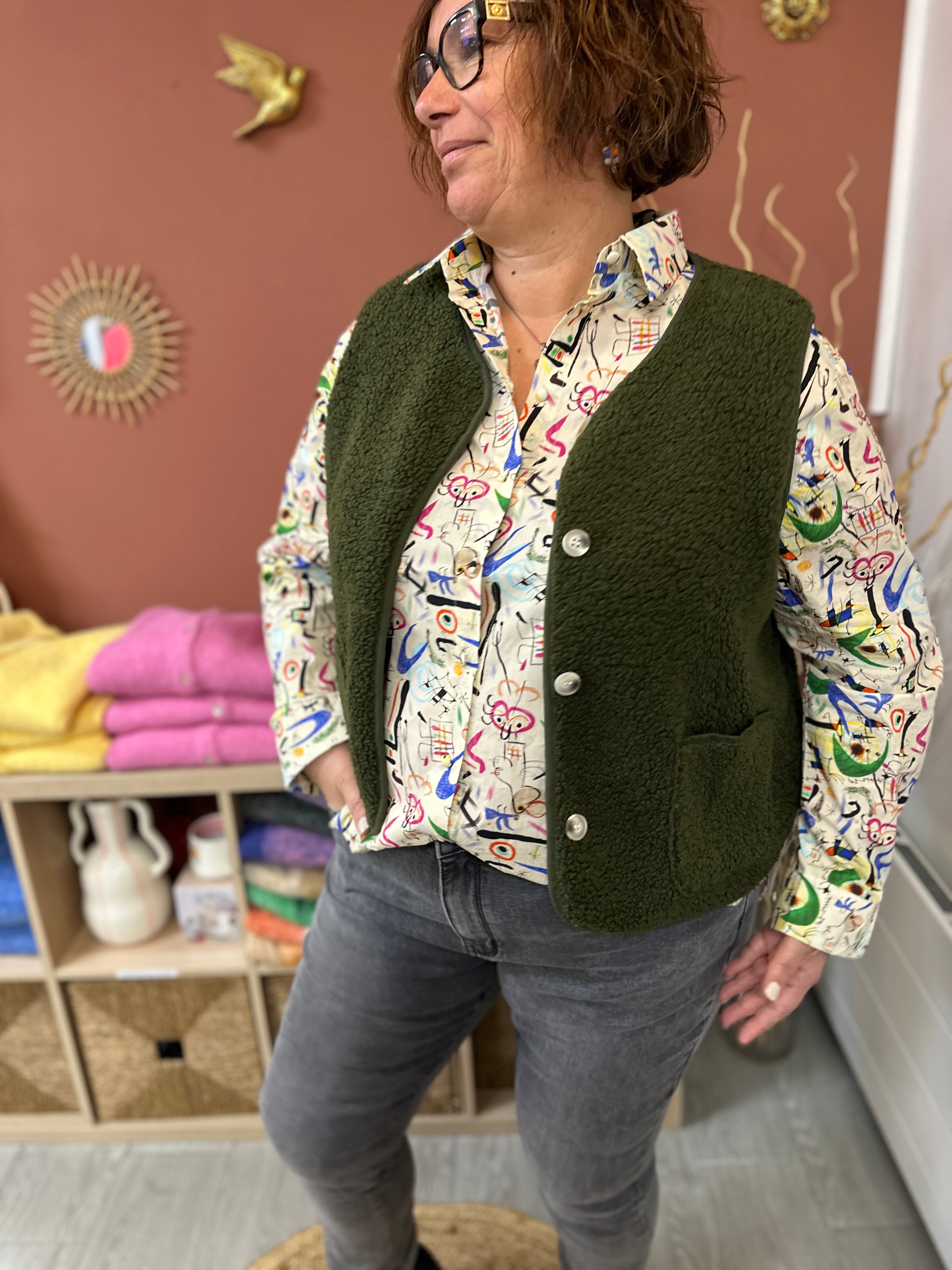 🎨 Chemise abstraite Lila grande taille - En coton