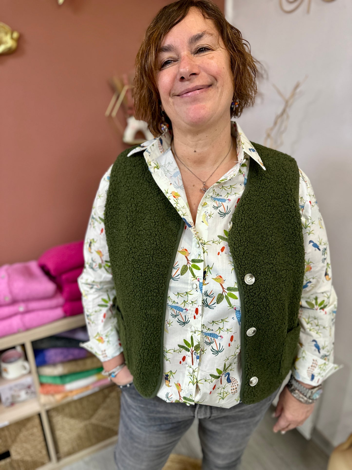 🌿 Chemise blanche Tifanny motif tropical – Grande taille