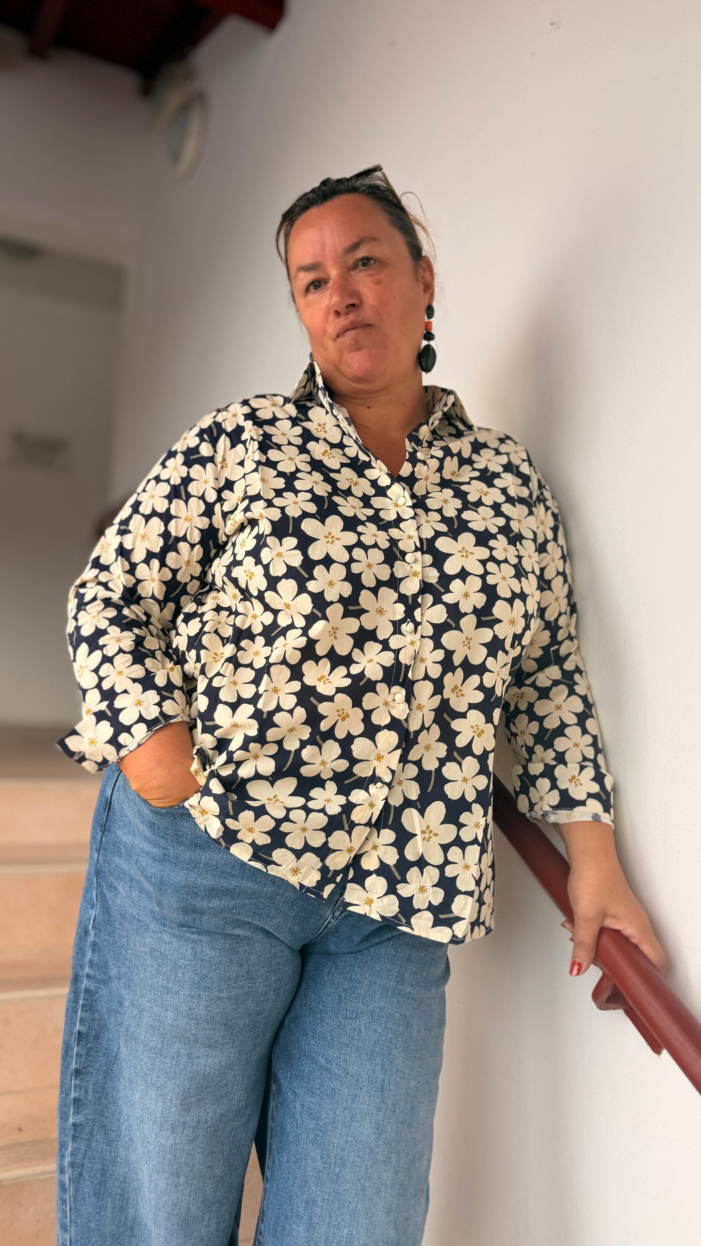 🌼Chemise Marra – Bleu marine marguerite