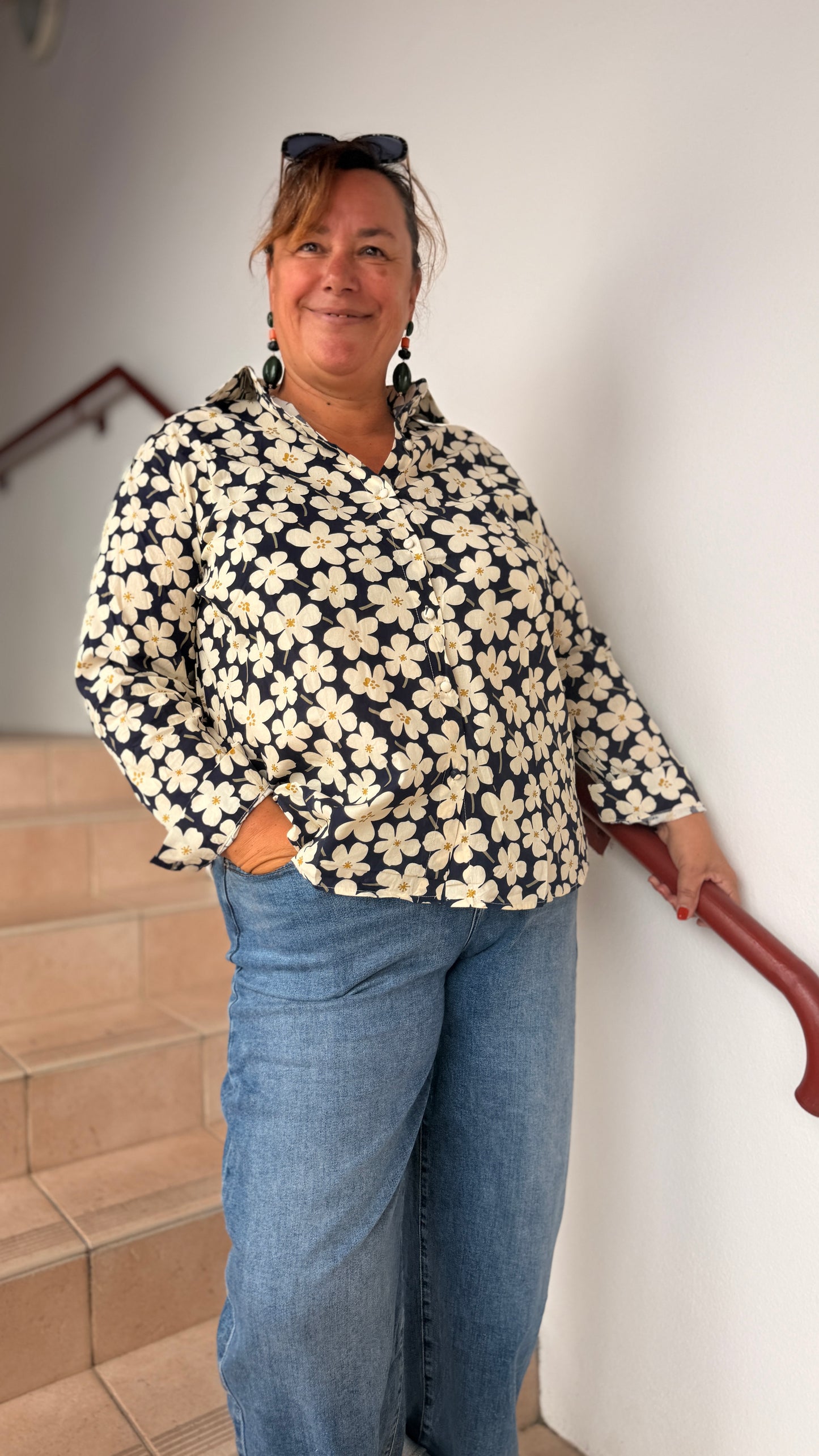 🌼Chemise Marra – Bleu marine marguerite