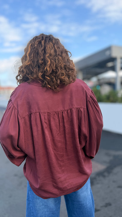 ✨Blouse Hélia – Fluide Manches Bouffantes