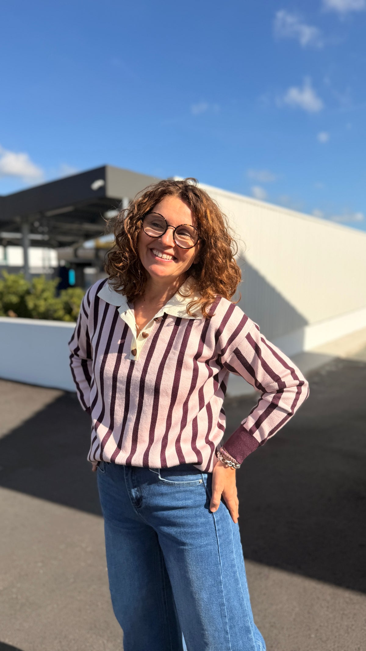 🤍Pull à rayure Candice - Col polo