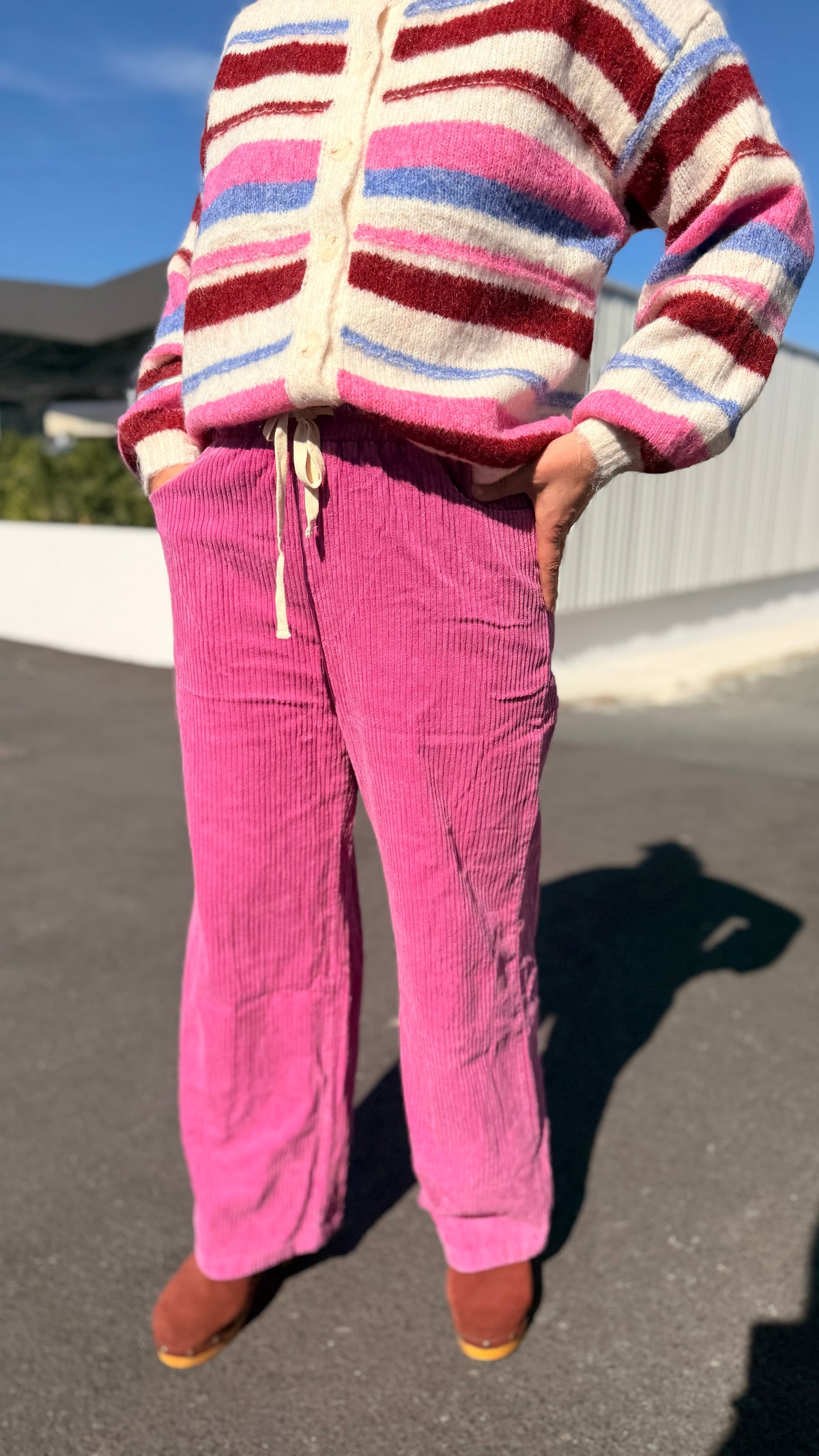 🩷Pantalon Marianne – Velours Rose en Coton