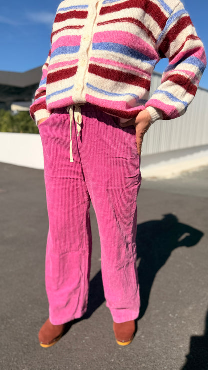 🩷Pantalon Marianne – Velours Rose en Coton