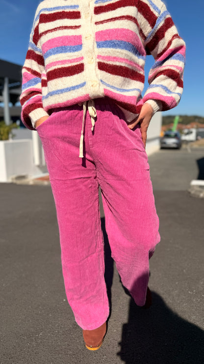 🩷Pantalon Marianne – Velours Rose en Coton